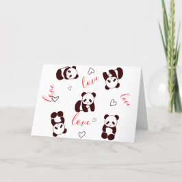 Söt Panda Hjärtan Alla Hjärtans Dag Kort