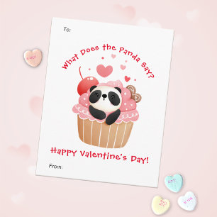 Söt Panda i Cupcake Anpassad Barn Valentine's Day Julkort