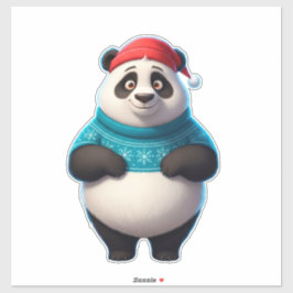 Söt Panda I Julhatt Och Julsvettare Klistermärken