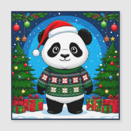Söt Panda I Julsvettar Har Santahatt