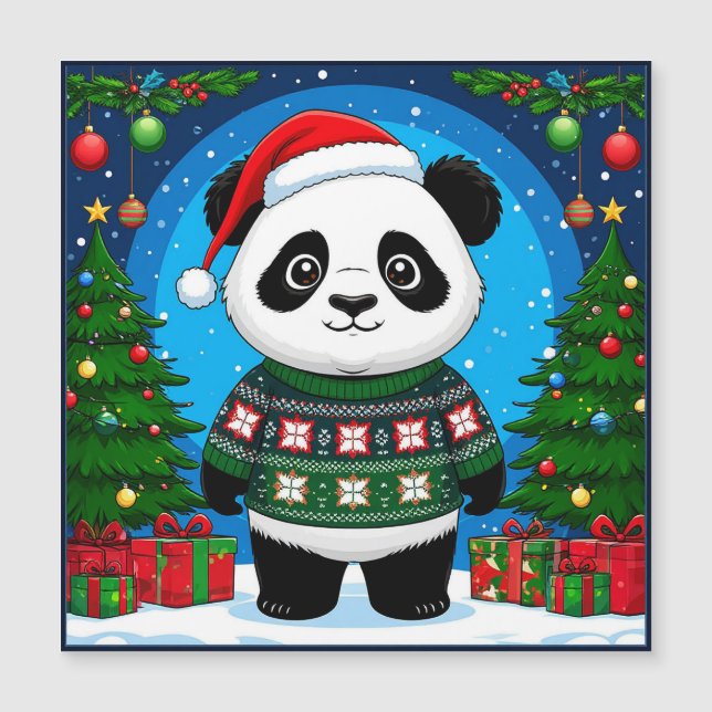 Söt Panda I Julsvettar Har Santahatt (Framsida)