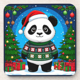 Söt panda i jultröja med jultomtehatt underlägg