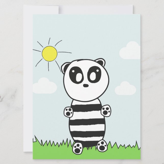 Söt Panda-illustration Inbjudningar (Framsida)