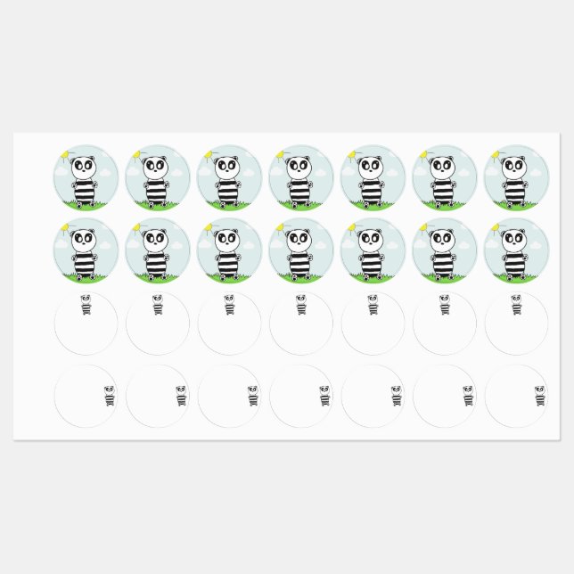 Söt Panda-illustration Klistermärke (Ark)
