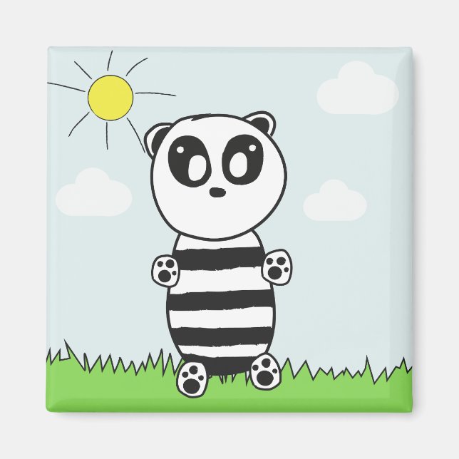 Söt Panda-illustration Magnet (Framsidan)