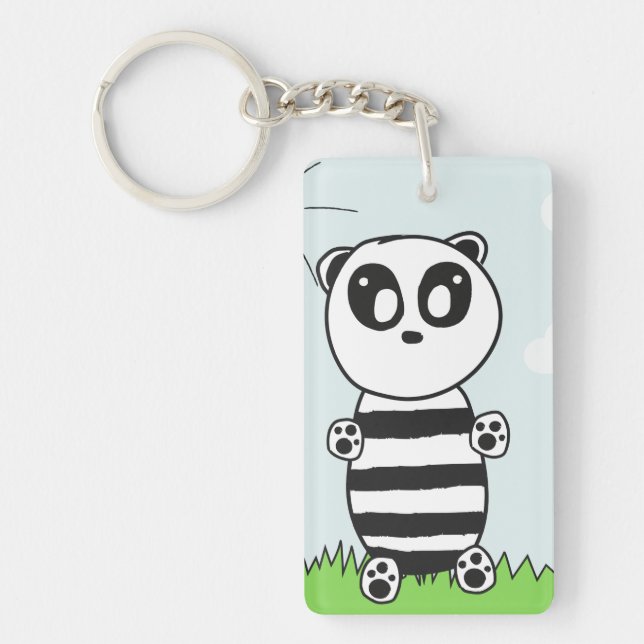 Söt Panda-illustration Nyckelring (Framsidan)