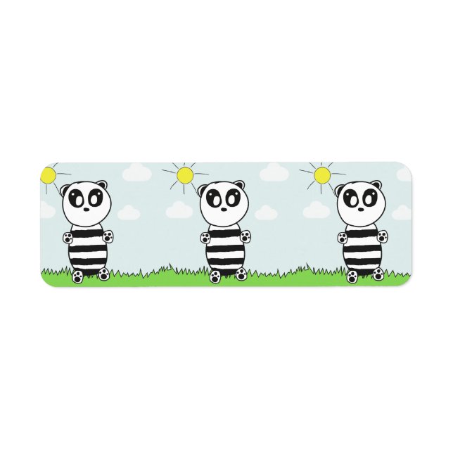 Söt Panda-illustration Returadress Etikett (Framsidan)