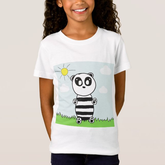 Söt Panda-illustration T Shirt (Framsida)