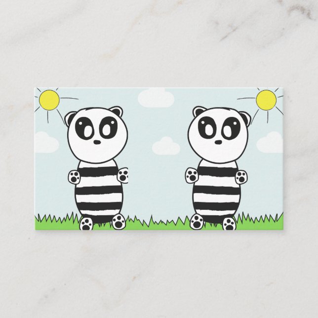 Söt Panda-illustration Visitkort (Framsida)