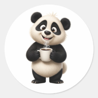 Söt Panda Kaffe Älskare Klistermärke Design