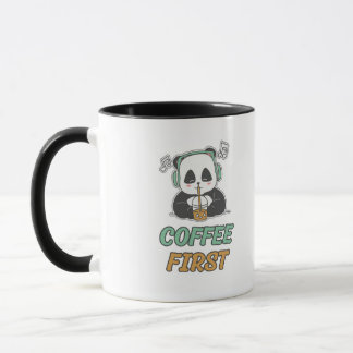 Söt Panda Kaffe Först Mugg - Rolig Kaffeälskare
