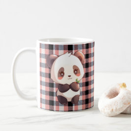 Söt Panda Kaffemugge, Rosa Buffalo Rutig kopp