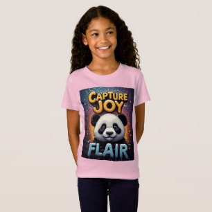 Söt Panda Maskot Med Färgrik Firande Grafik T Shirt