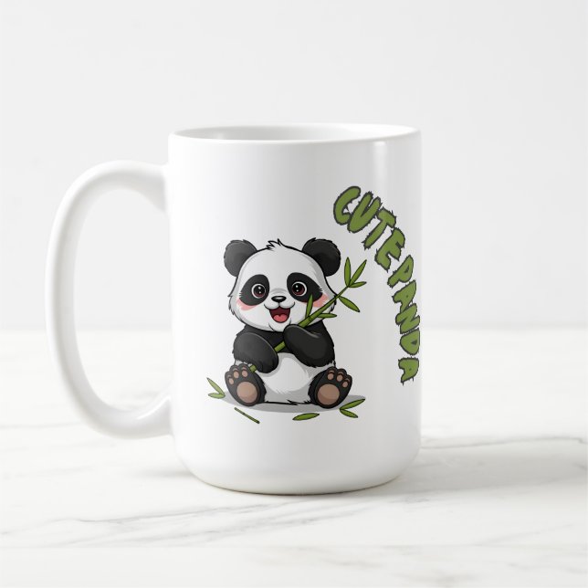 Söt Panda med Bambu - Bedårande  Kaffemugg (Vänster)