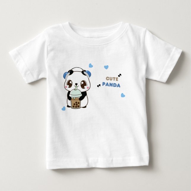 Söt Panda med Bubbelte T Shirt (Framsida)