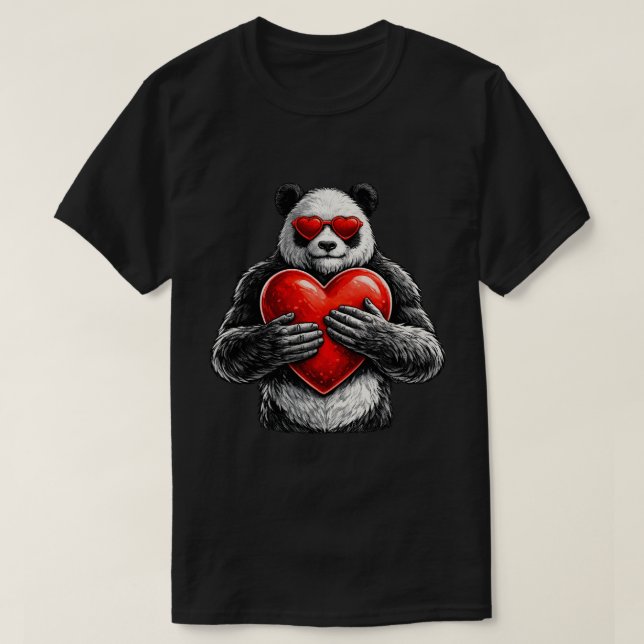 Söt Panda Med Hjärta Kärleksdesign T Shirt (Design framsida)