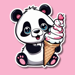 Söt Panda med Ice Cream Cone Watersecure Klistermärken