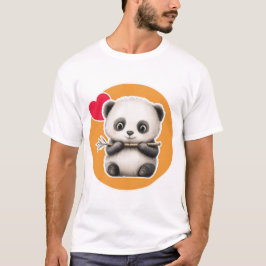 Söt Panda med sin Bambusticka T Shirt