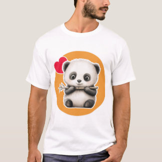Söt Panda med sin Bambusticka T Shirt