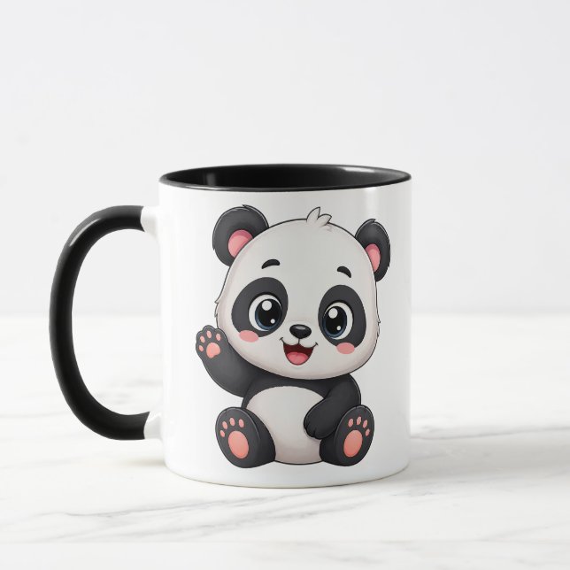 Söt Panda-mugg – Bedårande seriefigur-panda kaffek Mugg (Vänster)