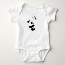 Söt Panda och Fjärils Baby Bodysuit