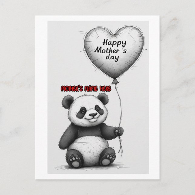 Söt Panda önskar dig en Glad mors dag på en  Helg Vykort (Framsida)
