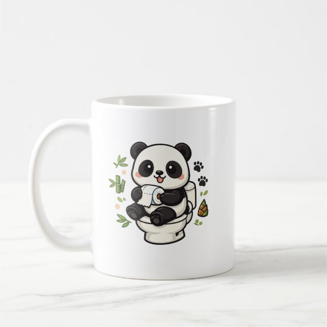 Söt Panda på Toalett Mugg Roligt Djurälskare Prese (Vänster)