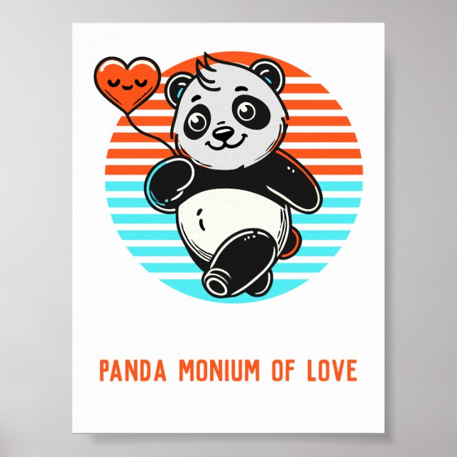 Söt Panda "Panda-monium av kärlek" Affisch (Framsidan)