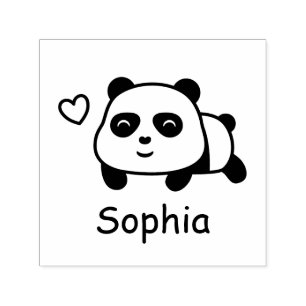 Söt Panda Personlig Namn Bläckstämpel Självfärgande Stämpel