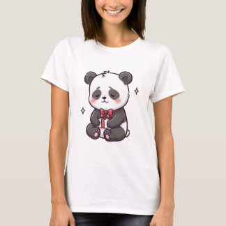 Söt Panda Present Illustration – Kawaii Panda med T Shirt
