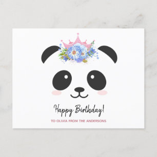 Söt panda prinsessa Grattis på födelsedagen person Vykort