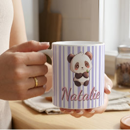 Söt Panda Randig Personlig Namn Kaffemugg