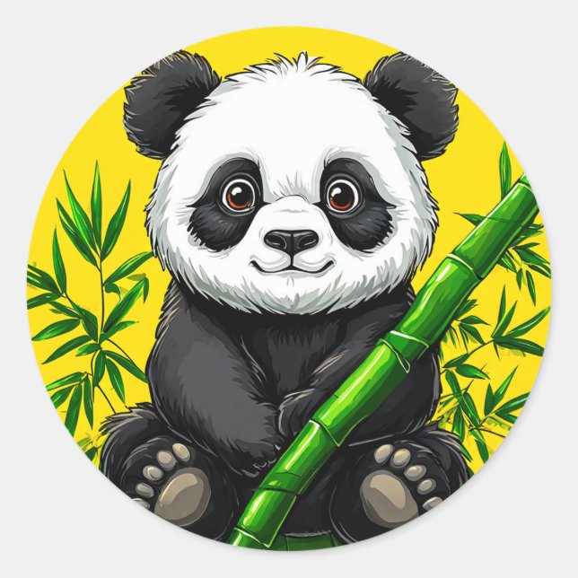 Söt panda runt klistermärke (Framsida)