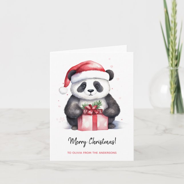 Söt Panda Santa God jul Kort (Framsida)