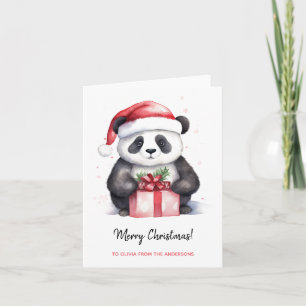 Söt Panda Santa God jul Kort