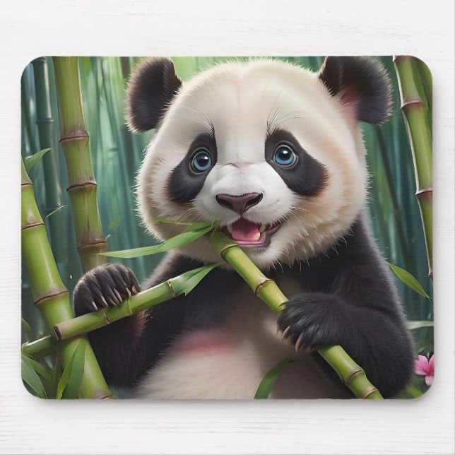 Söt Panda som äter Bambu Musmatta (Framsidan)