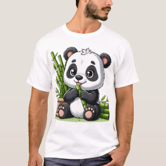 Söt Panda som äter sockerrör | Bedårande Baby Pand T Shirt