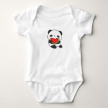 Söt Panda som äter Vattenmelon Baby Bodysuit