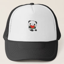 Söt Panda som äter Vattenmelon Tecknad Hatt