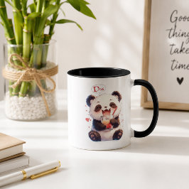 Söt Panda som dricker Bubblete med accent kaffemug Mugg