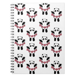 Söt Panda som Håller Hjärtmönster Anteckningsbok