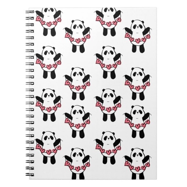 Söt Panda som Håller Hjärtmönster Anteckningsbok (Framsidan)