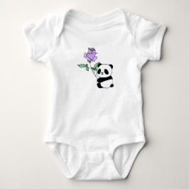 Söt Panda som Håller i en Lila Ros Linjärt Konstve T Shirt