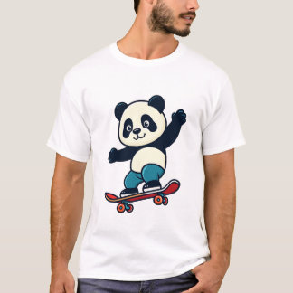 Söt Panda som kör skateboard Tecknad Djurmaskot T Shirt