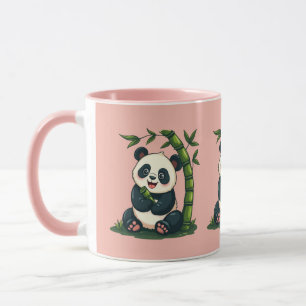 Söt Panda som kramar Bambu Mysig Tecknad Konst Mugg