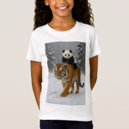 Söt Panda som Ridar på en Tiger Barn T-Shirt