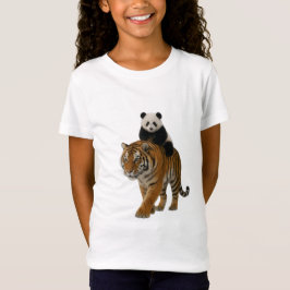 Söt Panda som rider på en Tiger Barn T-Shirt