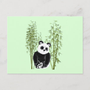 Söt panda som sitter i bambu vykort