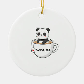 Söt Panda Som Sitter I En Tekopp Julgransprydnad Keramik