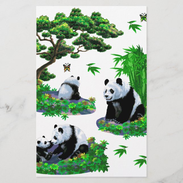 söt panda-Tecknad Brevpapper (Framsida)